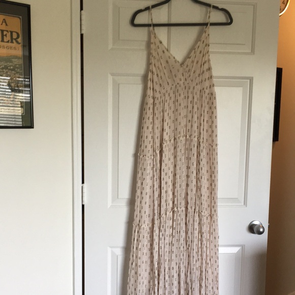NWOT Vici En Creme Fathoms Below metallic trim maxi dress M - Picture 3 of 11
